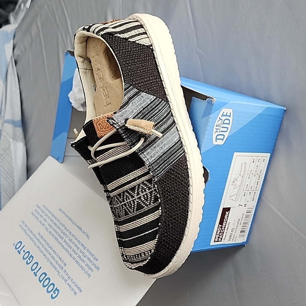 Hey Dude, Wendy Patchwork, size 7, black, multicolor